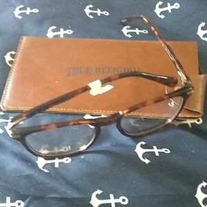 True Religion Real See Through Glasses with Brown Case